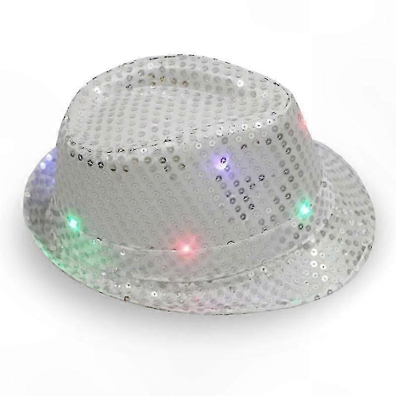 LED Lamp Sequins Jazz Cap for Adults, Silver, 1pc