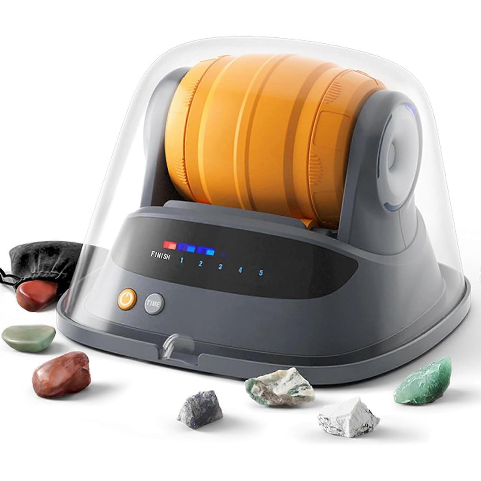 Electric Rock Tumbler with Noise Reduction, Time Control, LeakProof Design