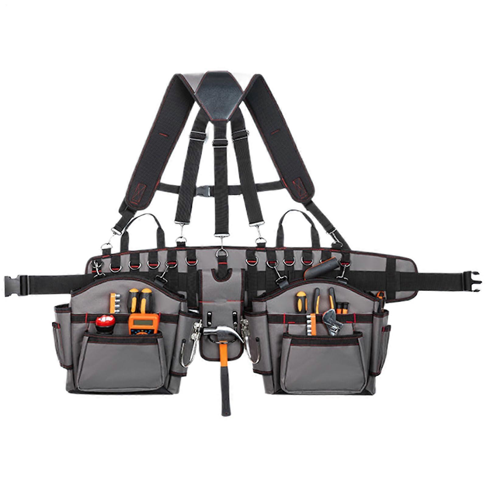 Carpenter's Tool Belt Performance Tool Vest with Suspenders, Adjustable Pouch Holster