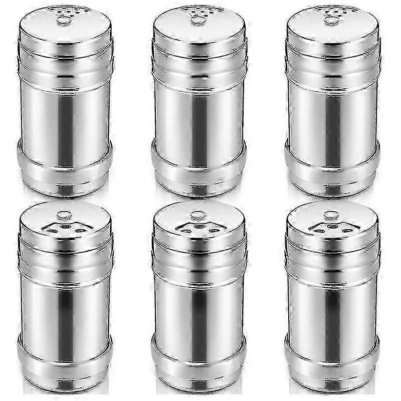6pcs Of Stainless Steel Salt And Pepper With Rotating Lid Sugar Spice Condiments, Seasoning Pot, Co-YuJia
