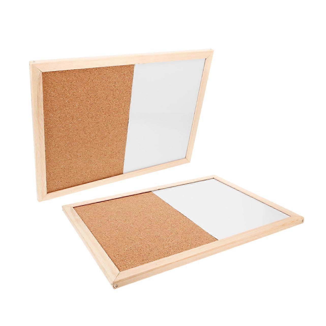 Whiteboard Cork Board Combination For Office Dry Wipe Surface And Cork Pin Board Vision Board Brown 2-Pack