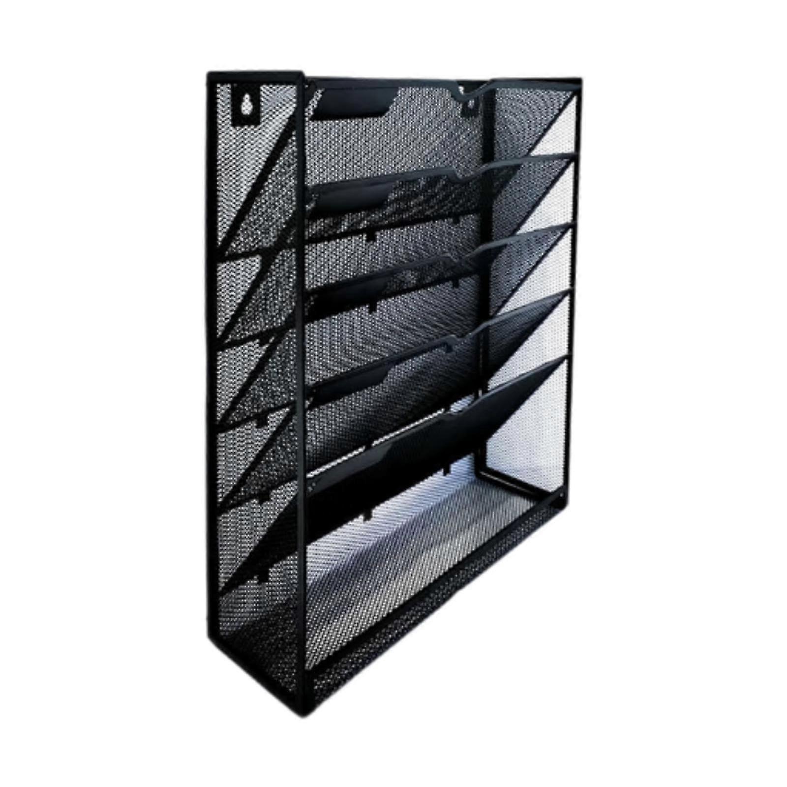 Mounted File Organiser Vertical Multilayer Desk Organiser Modern Mesh Structure For Newspapers Home Display Files Black