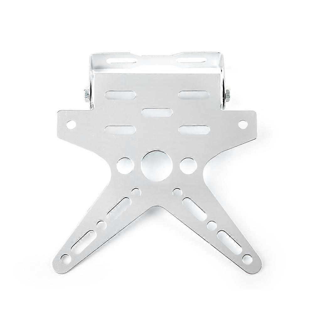 Motorcycle License Plate Holder Aluminum Alloy Adjustable Angle 1 Set Silver Frame