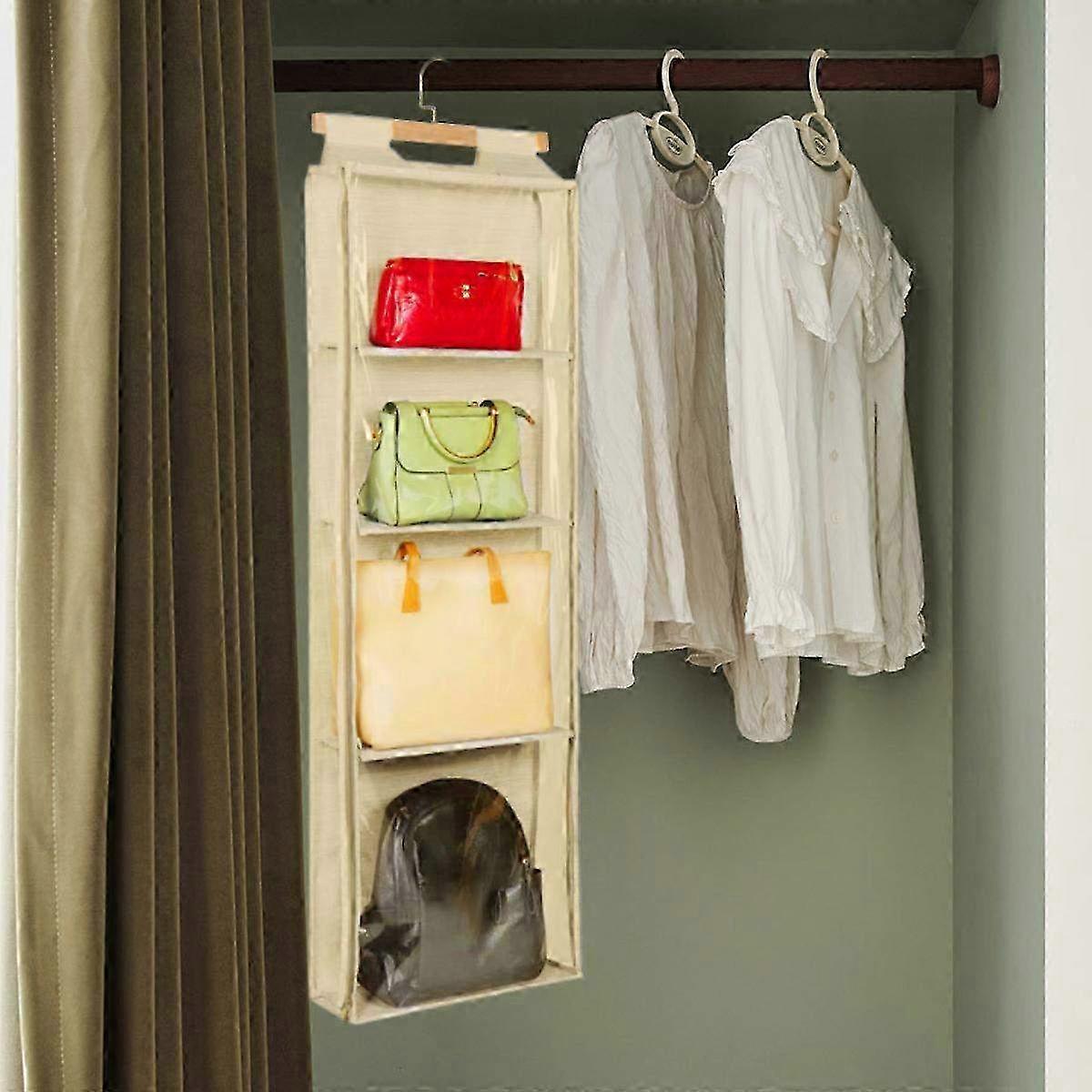 Hanging Yarn Storage Organizer with 4 Large Pockets - Clear Zippered Knitting Bag for Crochet Enthusiasts & Craft Supplies