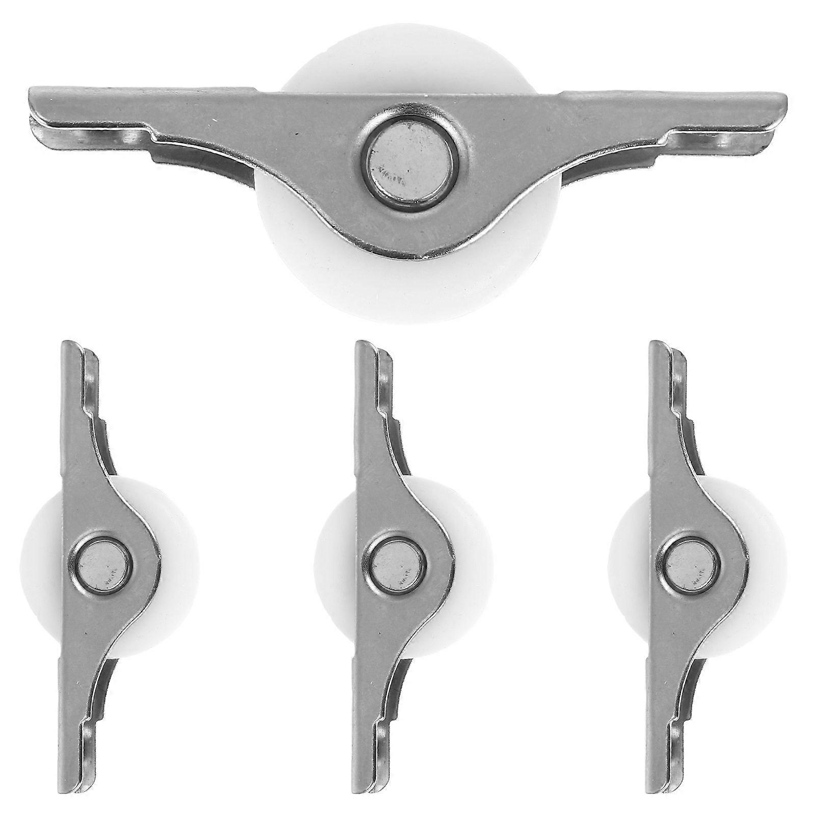 4pcs Double Convex Sliding Door Roller Wardrobe Door Pulley Cabinet Door Wheel