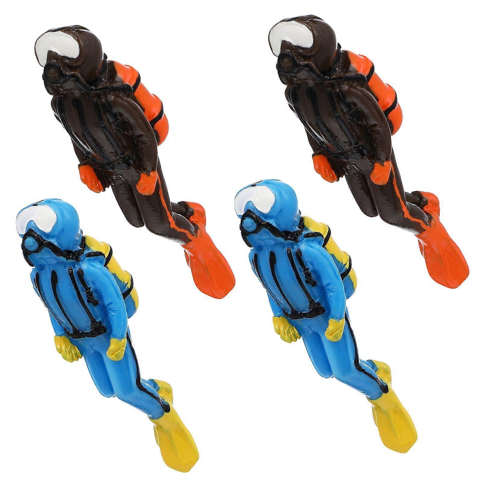 4 Pcs Fish Tank Ornaments Resin Diver Floating Statues Aquarium Landscaping Adornment Fish Tank Decorations