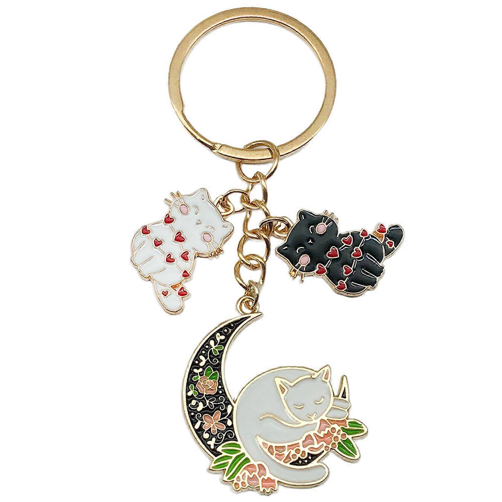 Unique Cats Pet Charm Keychain Stylish Cat Figure Bag Decoration Multipurpose Key Chain Adornment for Cat Lovers