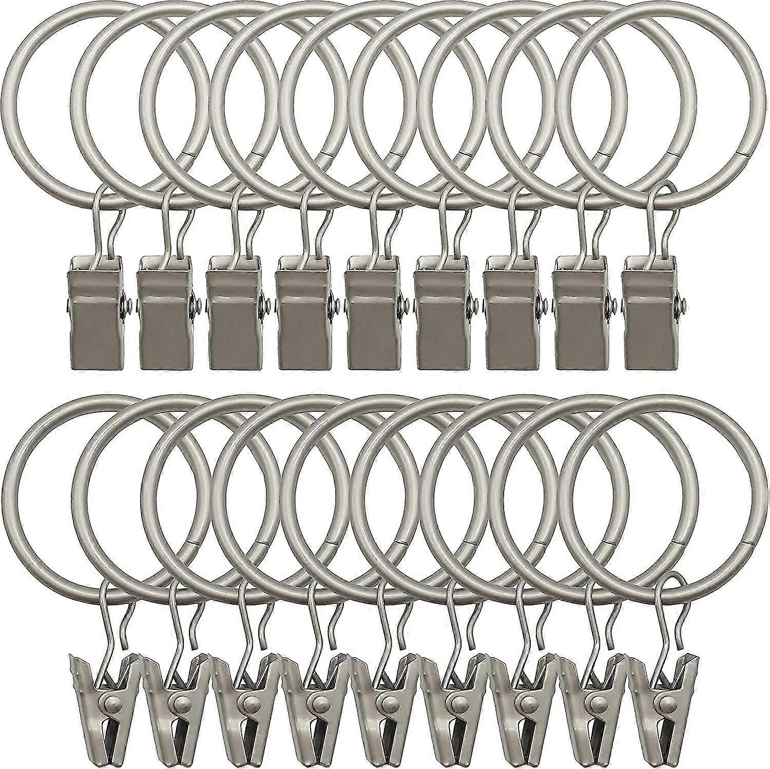 Set of 18 Solid Metal Curtain Clips Decorative Curtain Ring, with Anti-Rust Clip, Retro - Fog Silver