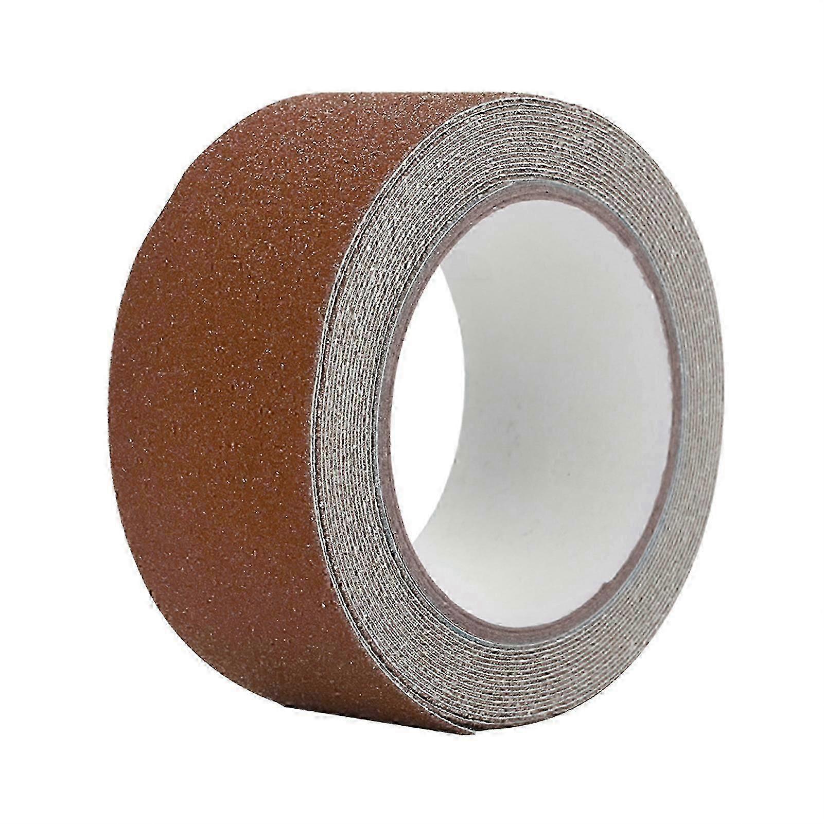 カラフルな5m×5cm PVCノンスリップ滑り止め粘着テープ 階段のステップ床安全装飾用 (ブラウン)