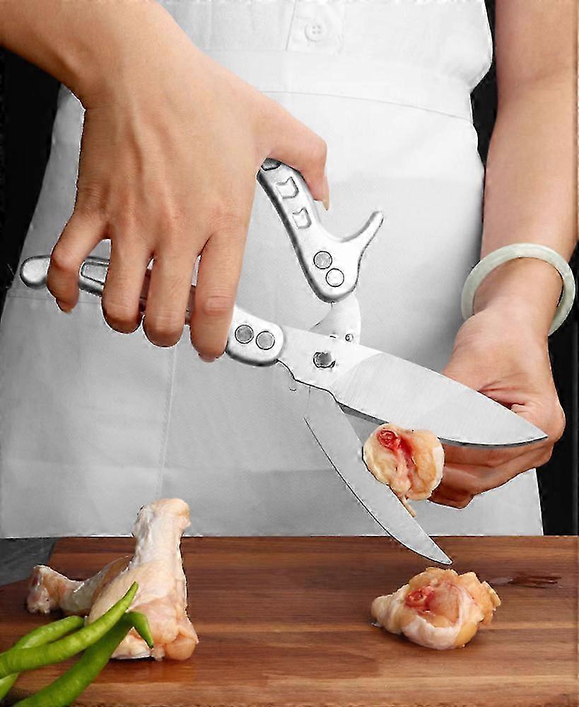 Poultry Scissors Detachable, Heavy Duty Meat Scissors, Multi-Purpose Kitchen Scissors, Bone Scissors Silver