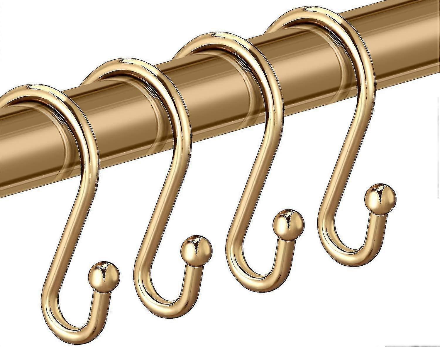 Brass Shower Curtain Hooks, Set of 12 Rust Resistant Decorative Rings