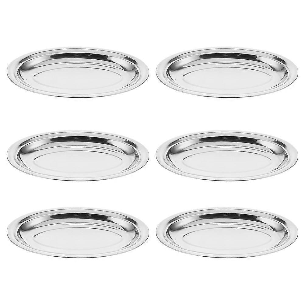Large Oval Platter 6Pcs Stainless Steel Food Serving Tray for Special Occasions Parties with Polished Surface
