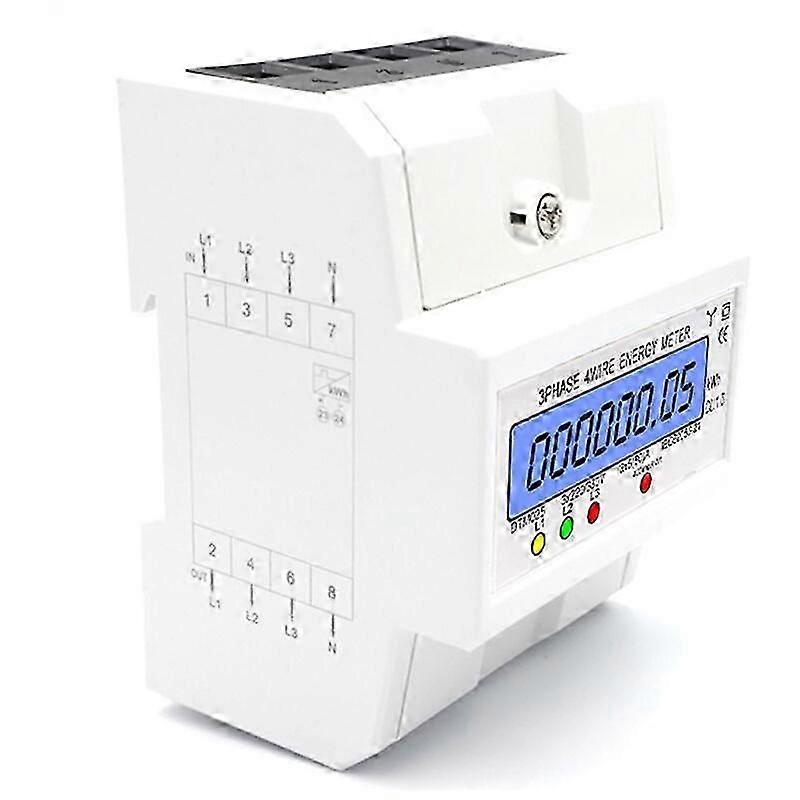 4-wire three-phase energy meter 220/380V 5-80A Energy consumption kWh meter DIN rail installation Digital electricity meter with backlit LCD display,W