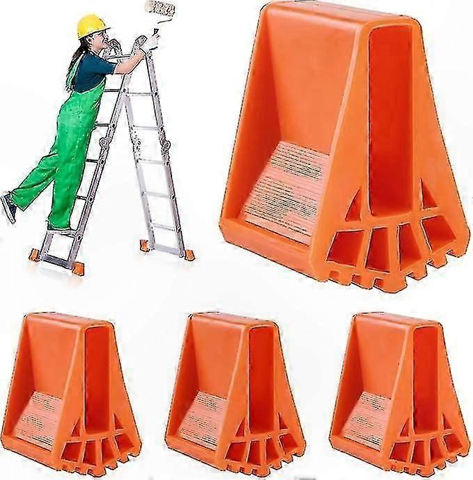 Non-Slip Ladder Feet Covers, 4 Pack Replacement for Telescopic Ladders, Durable and Protective (Large, Orange)