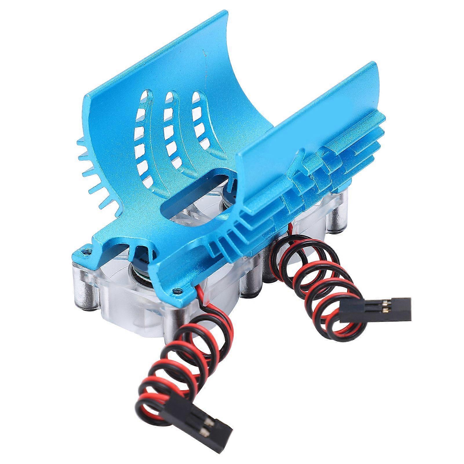 Double Fans Motor Cooling Radiator Twin Fans Motor Heat Sink 4042mm for 1/8 RC CarBlue