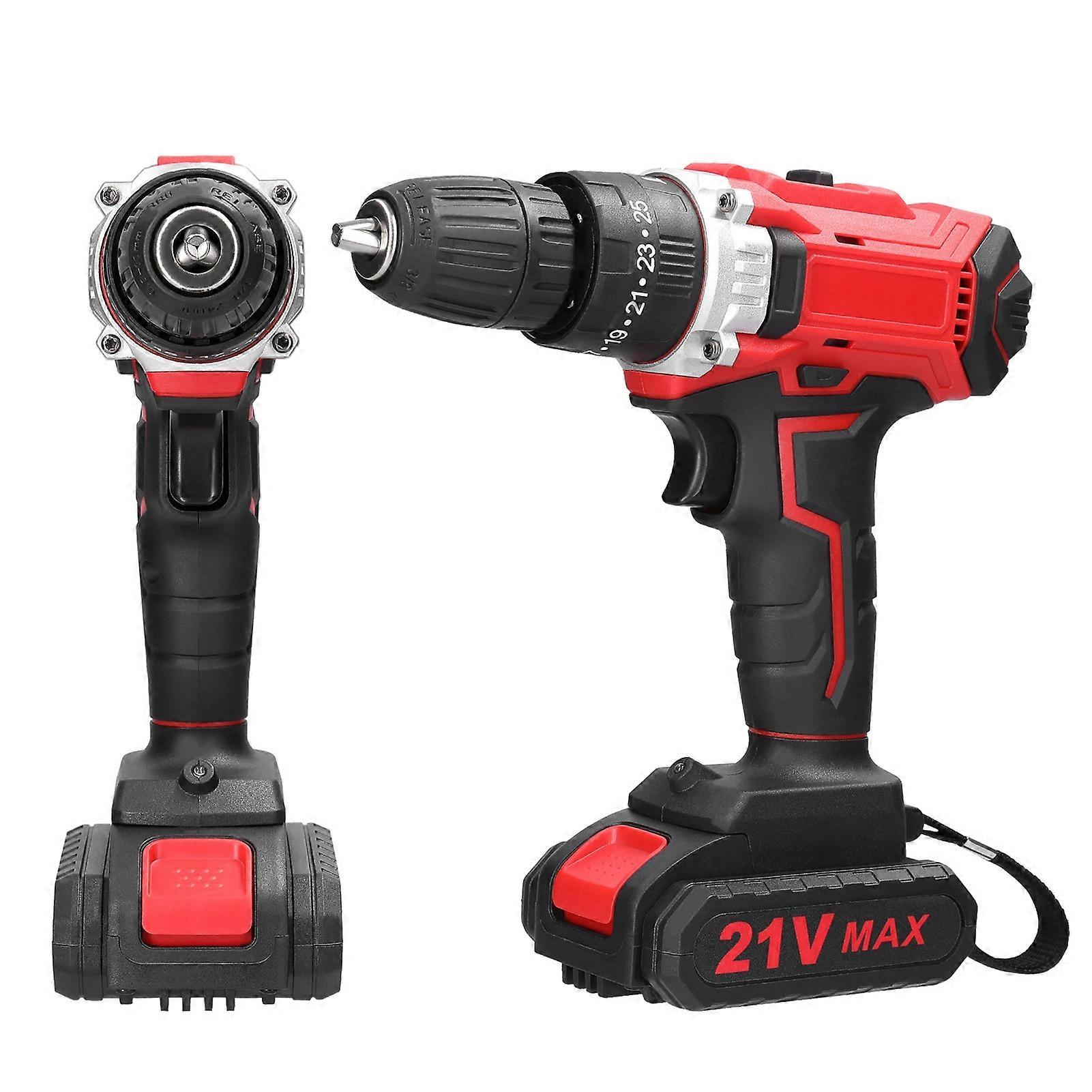 21V Electric Drill Brush Motor 2-Speed, 25 Torque Gears, LED Light