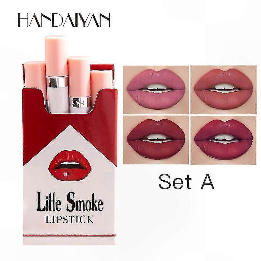 Waterproof Lipstick Set - 4 Color Lip Tint and Gloss for Cosmetics Collection