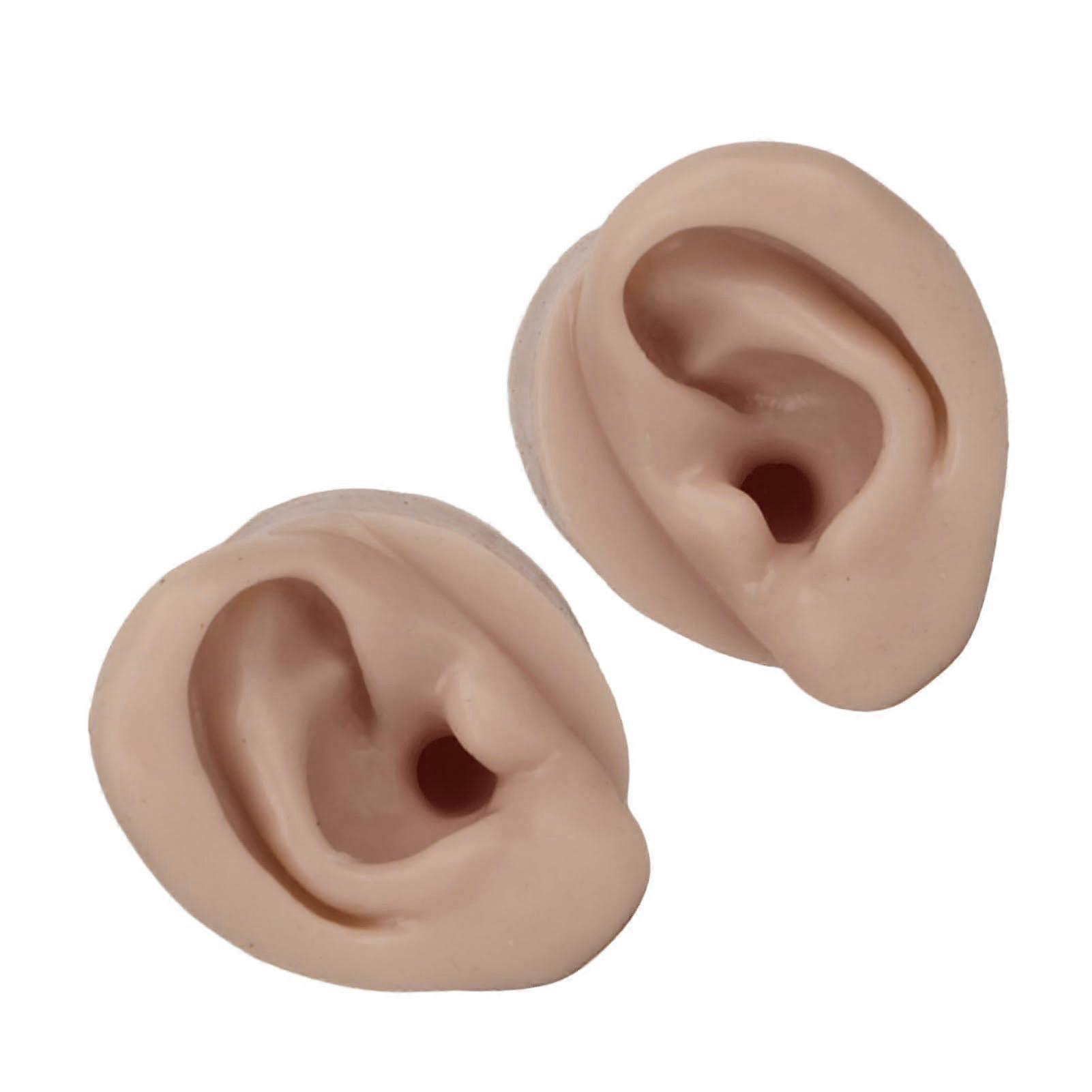 1 Pair Soft Silicone Piercing Practice Ear Model 60x50x43mm Dark