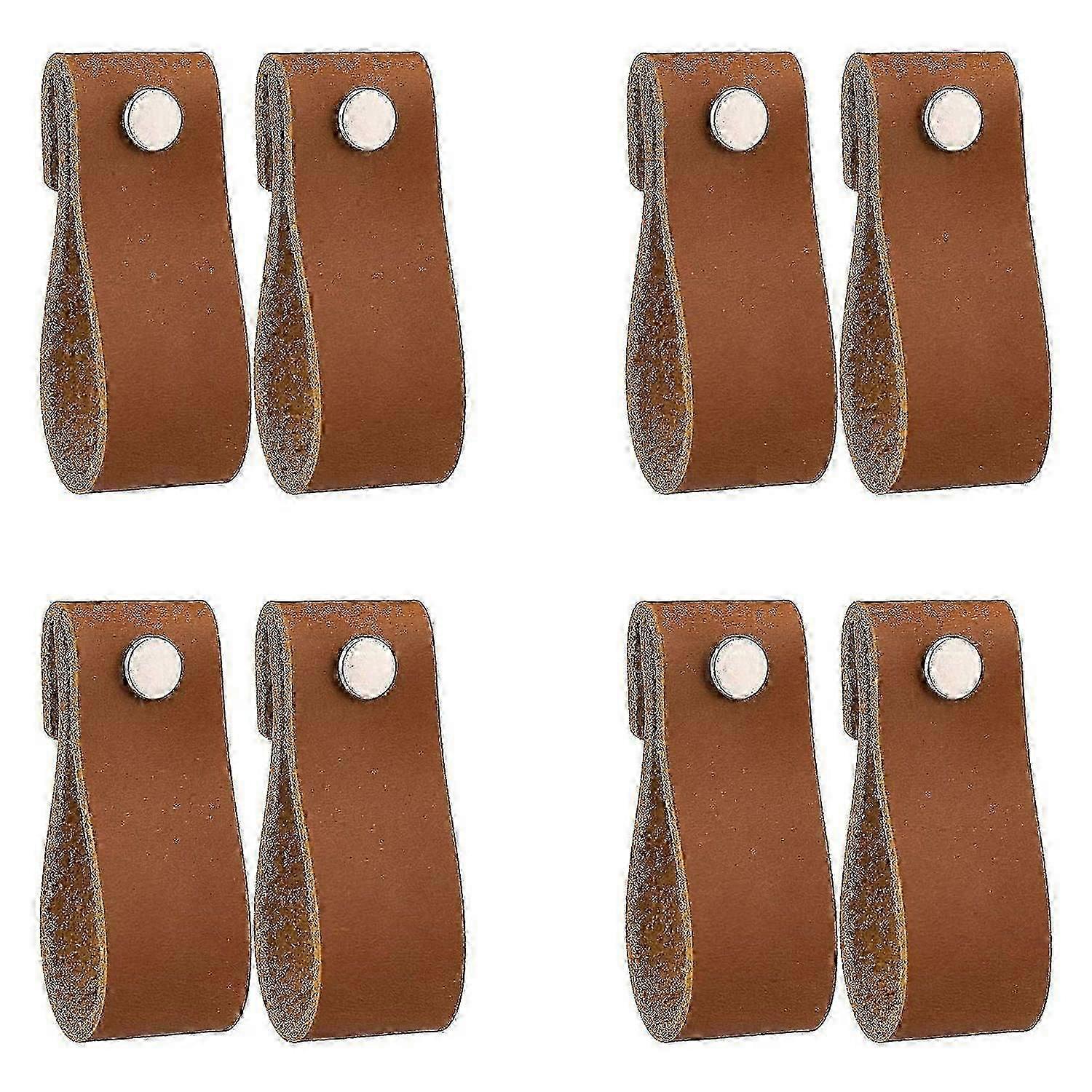 8 poignées de tiroir en cuir, poignées d’armoire en cuir faites à la main pour commodes, armoires, armoires