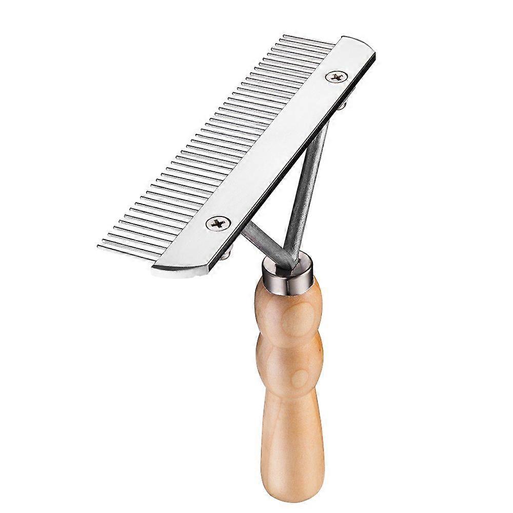 Undercoat Grooming Rake with Anti-Slip Wooden Handle, Steel Comb