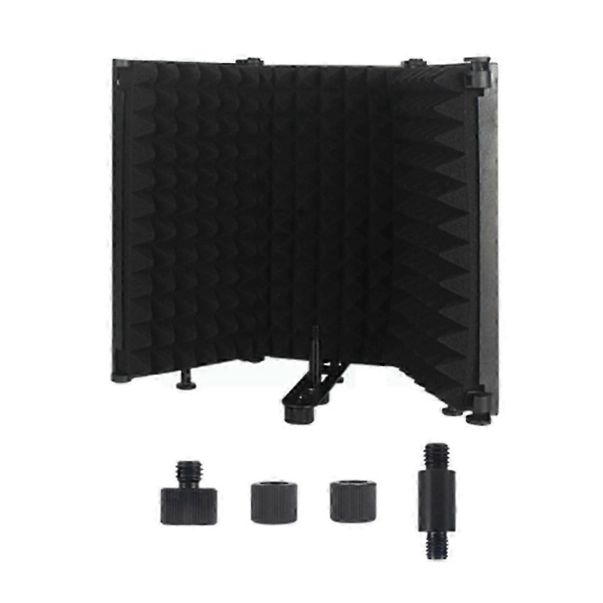 Adjustable 3-Panel Microphone Isolation Shield: Foldable Studio Recording Mic Filter Sponge for Sound Reduction