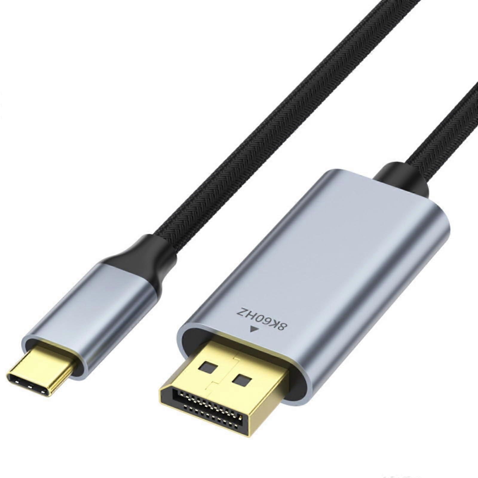 8K60Hz Type C to DP1.4 Adapter Cable Male to Male DisplayPort 1.4 Alt Mode for Resolution Video Streaming