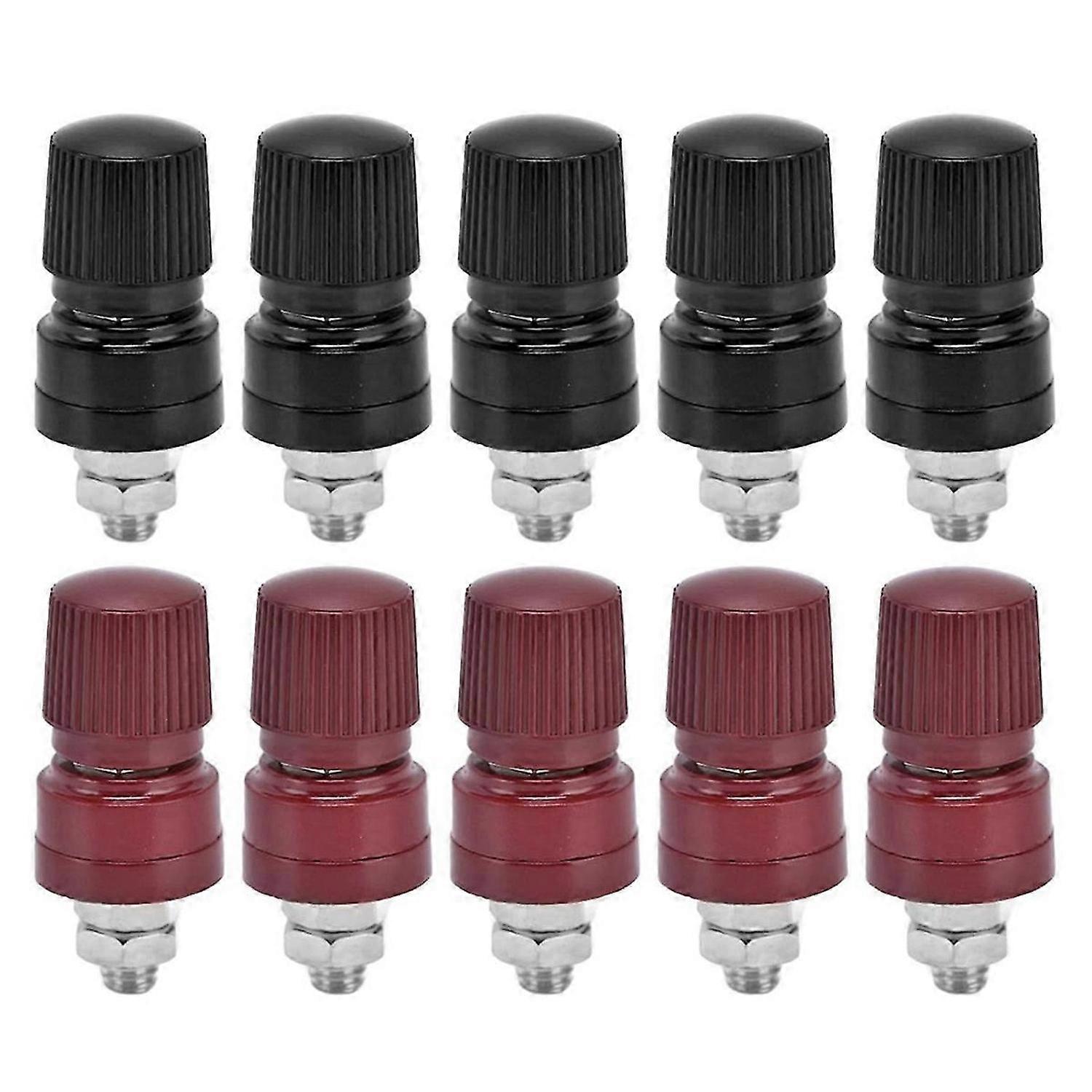 5 Pairs Brass Plated Binding Posts, M6 Thread Terminal