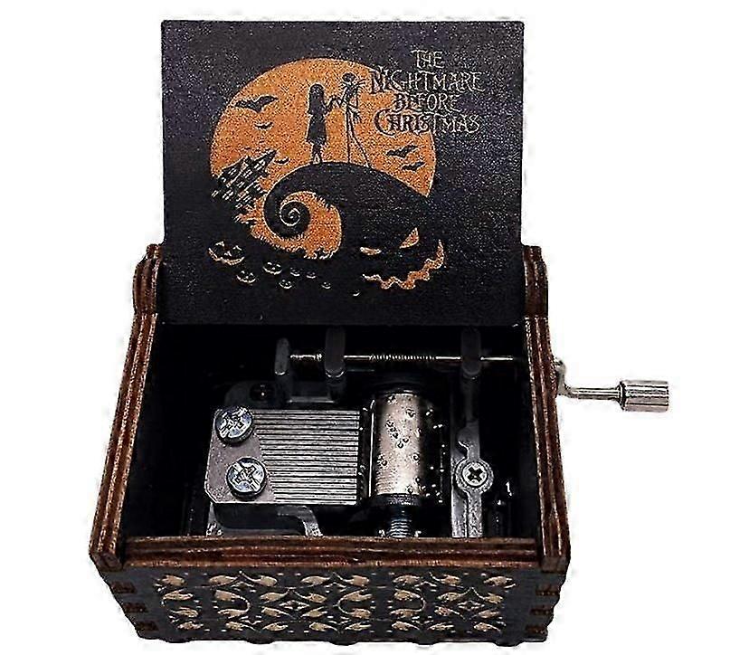 A Wooden Hand-Cranked Music Box compatible Halloween