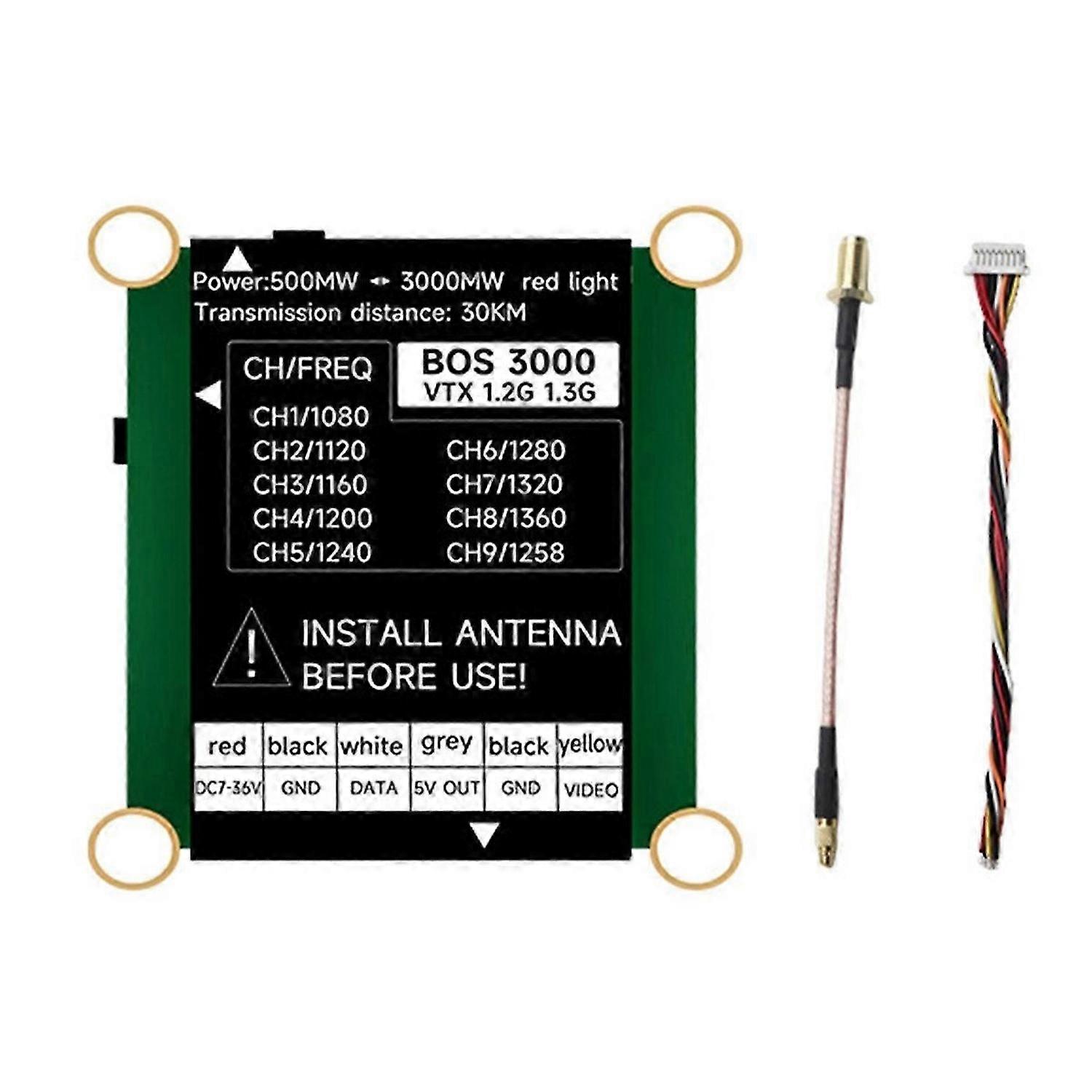 1.2G 1.3G 3W VTX 3000mw 9-Channel High Power FPV Video Transmitter PAL/NTSC for FPV Long Range RC Dr