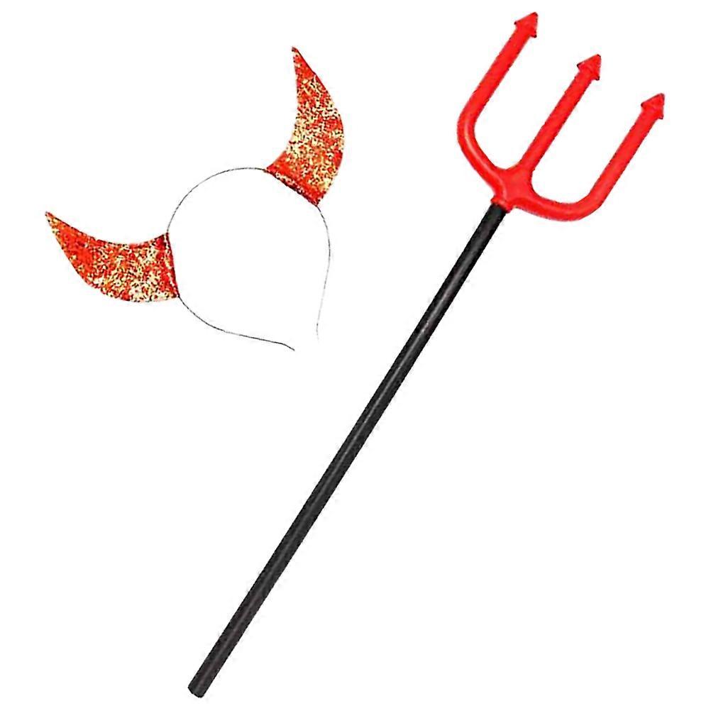 Costume 4Sets Assorted Color Horns Headband and Tridents Prop