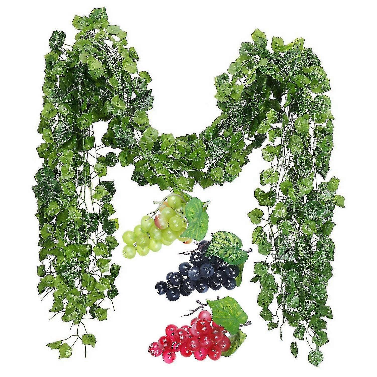 suitable for b7, 12 strands artificial grape vines with 3 strings of grapes for wedding party home wall decor