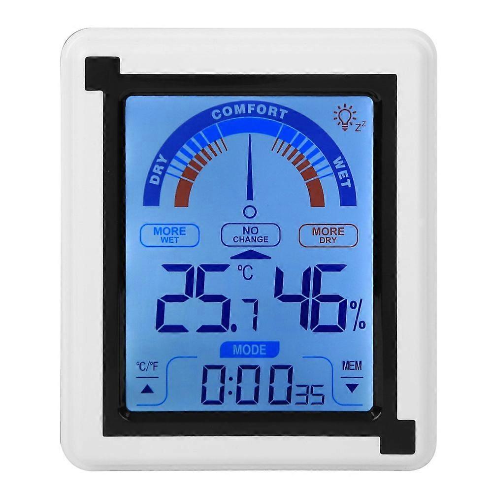 LCD Touch Screen Weather Clock Digital Temperature Humidity Meter Thermometer Hygrometer