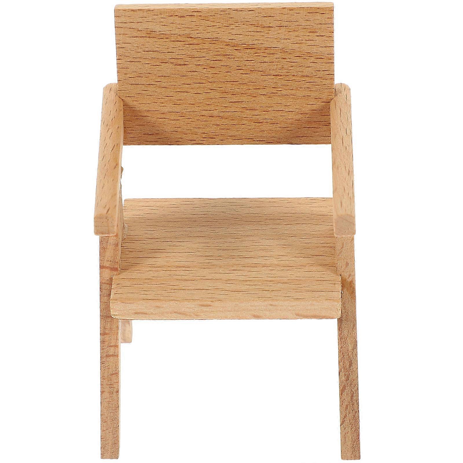 Doll House Mini Chair for Miniature Furniture 3Pcs Wooden Doll House Accessory