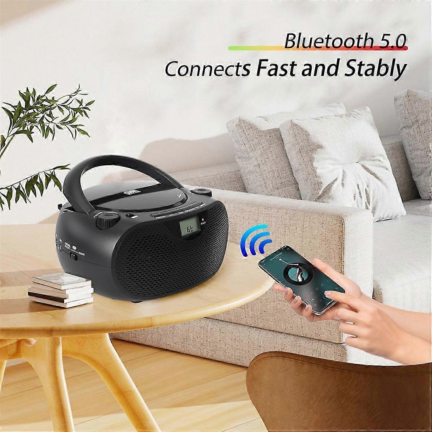 Portable CD Player with Bluetooth AM/FM Radio USB Port CD Player Stereo Sound Speaker Home MP3 CD Pl