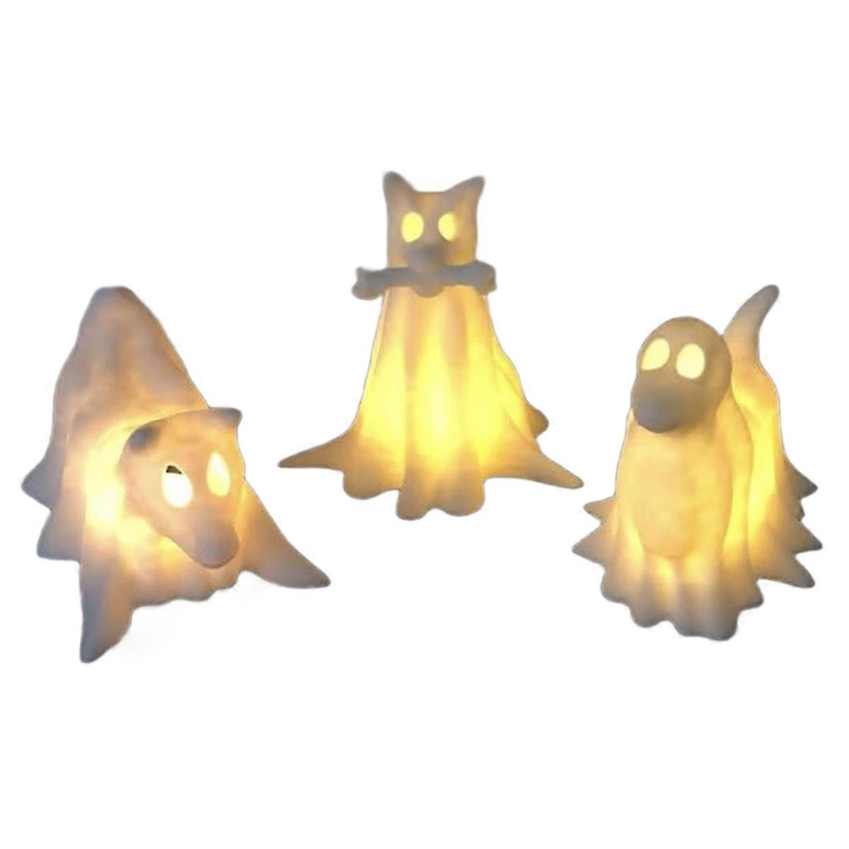Halloween Decorations Indoor,Ghost Decor, Light Up Ghost Kit Set of 3 Ghost Dogs with LED Lights-Gh