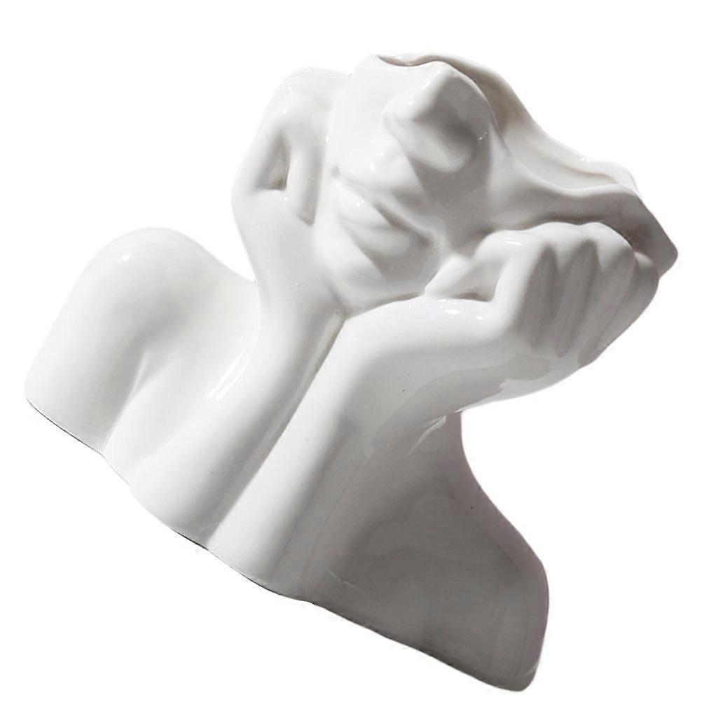 White Ceramic Vase Human Body Shape for Storage Use 1 Piece
