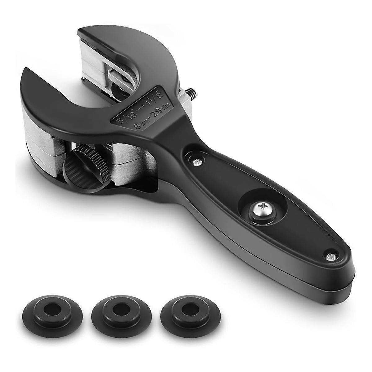 Ratcheting Tubing Cutter One-Hand Fast Pipe Cutting Tool with 3 Pcs Replacement Blade for Cutting 5/16-1-1/8 Inch
