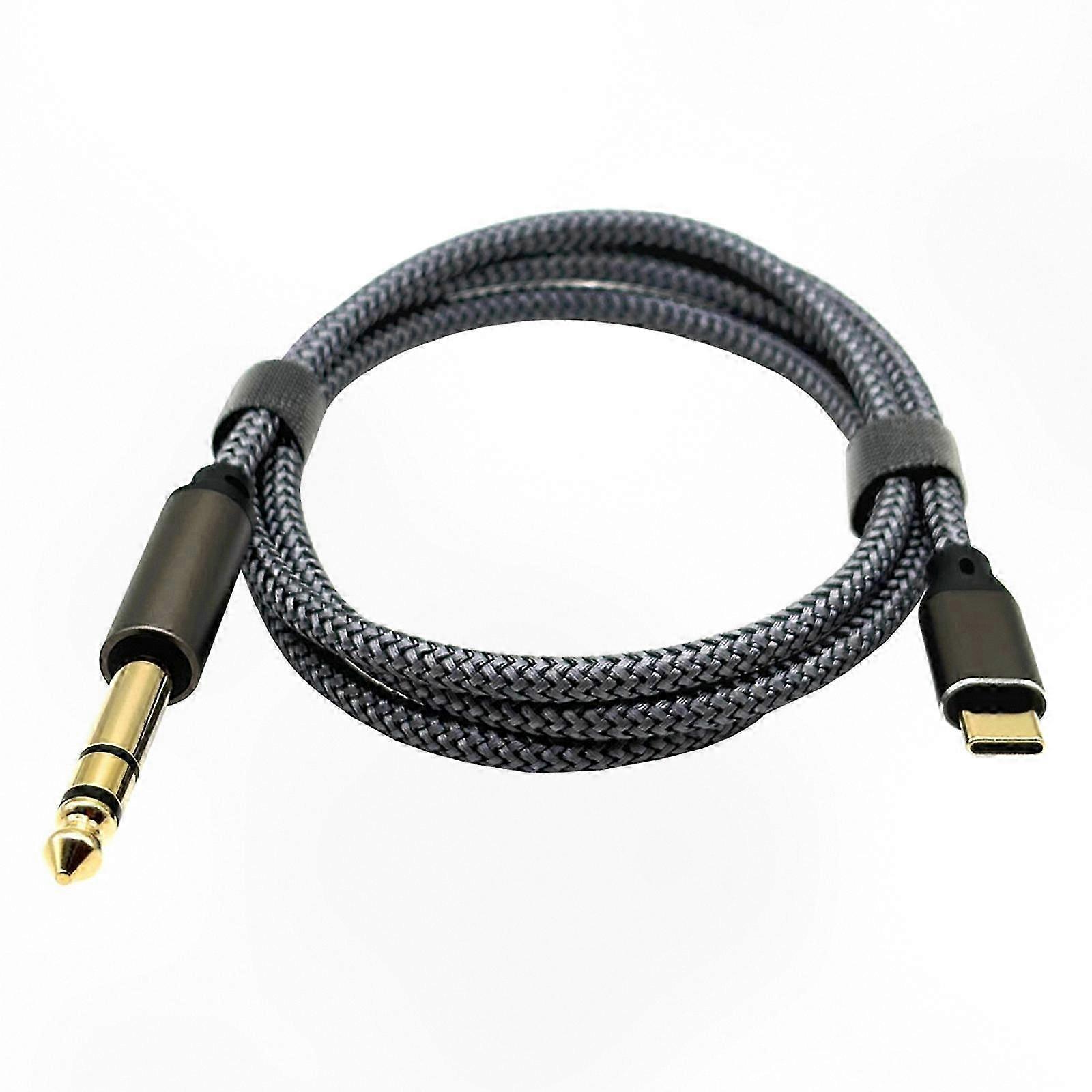 USB C to 6.5mm Braided Cable for Phone, Tablet, and Computer Connection
