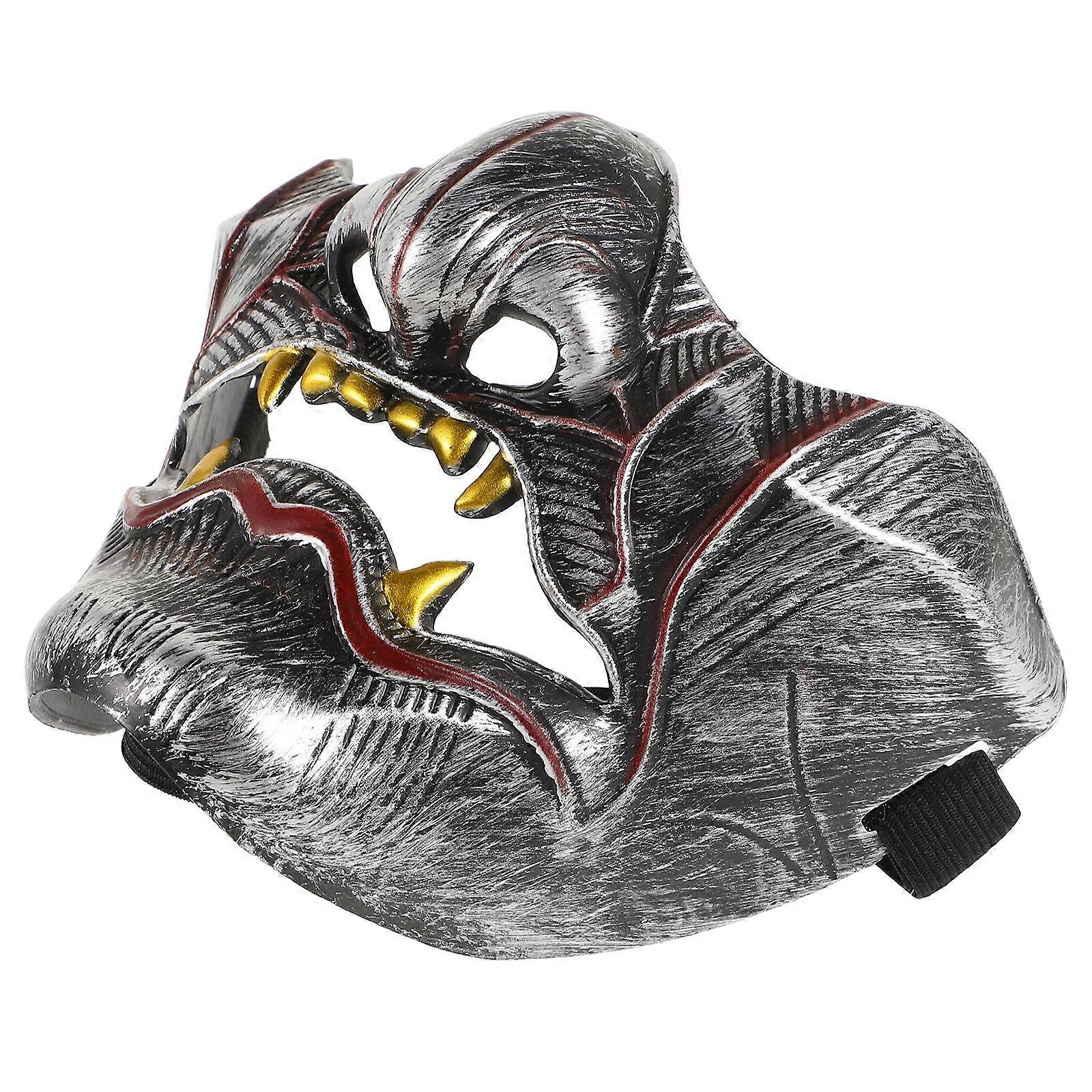 Prajna Mask Demon Samurai Half Face for Halloween Party 3Pcs