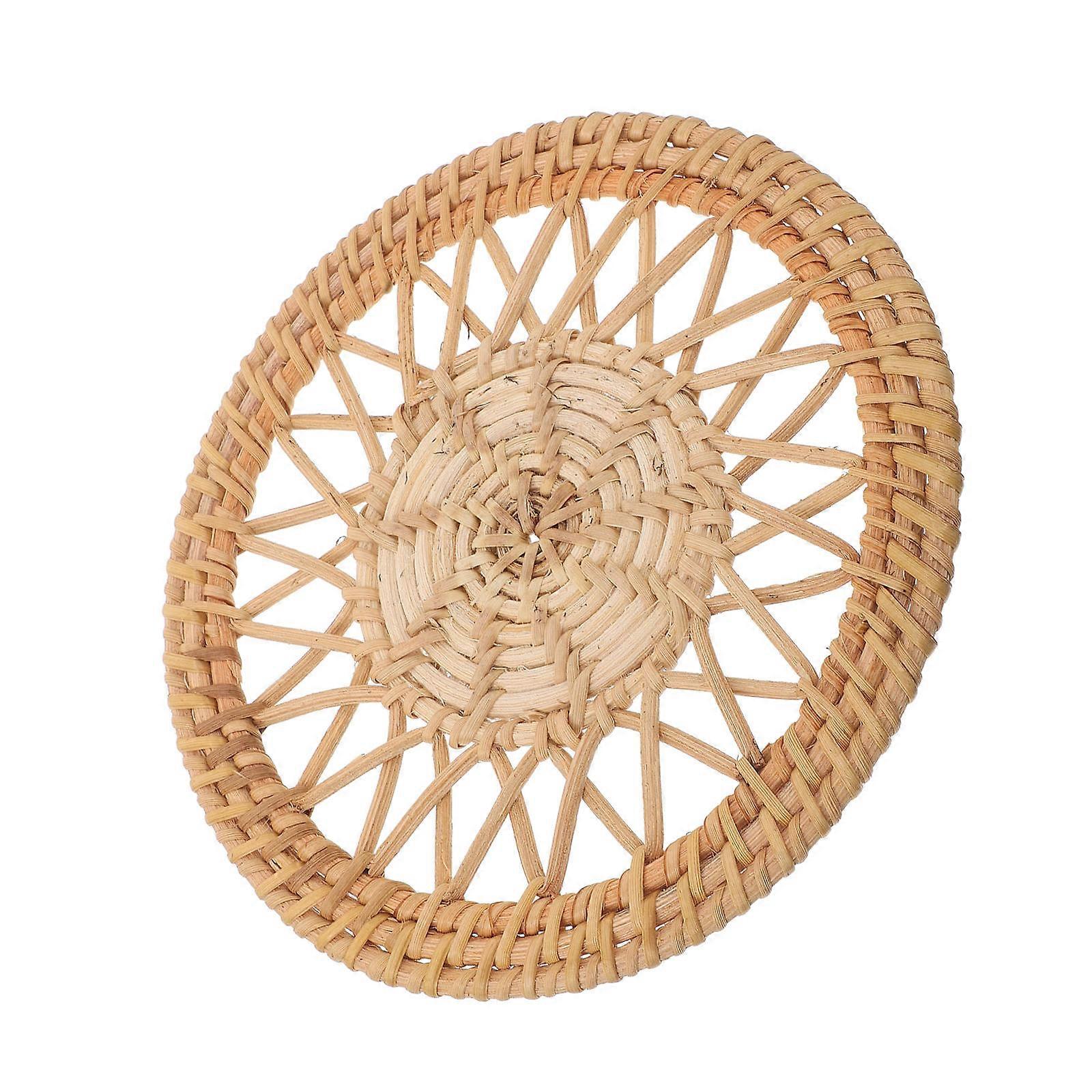 3Pcs Round Rattan Coasters for Coffee Table Heat Protection Mats