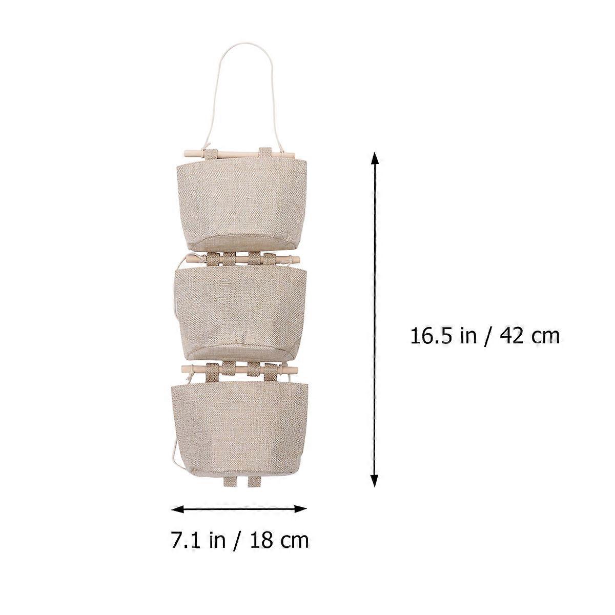 Rectangular Hanging Storage Baskets 1 Set Space Saving Organizer for Home Shop Beige 3Pcs