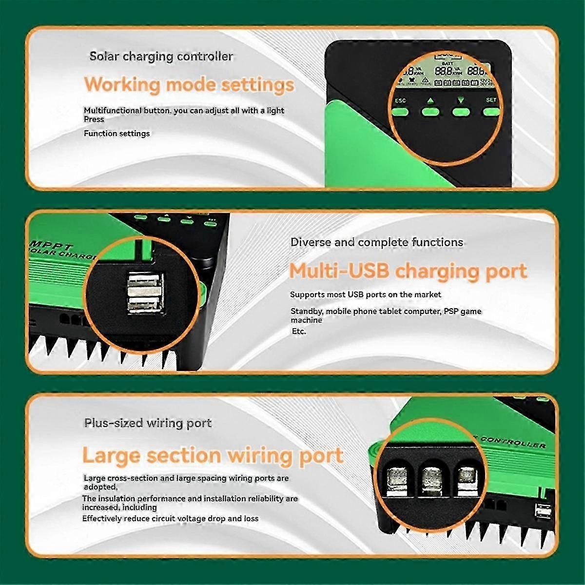 Solar Charge Controller MPPT -D60 Solar Panel Solar Charge Regulator 12V 24V Battery PV Input 100VO