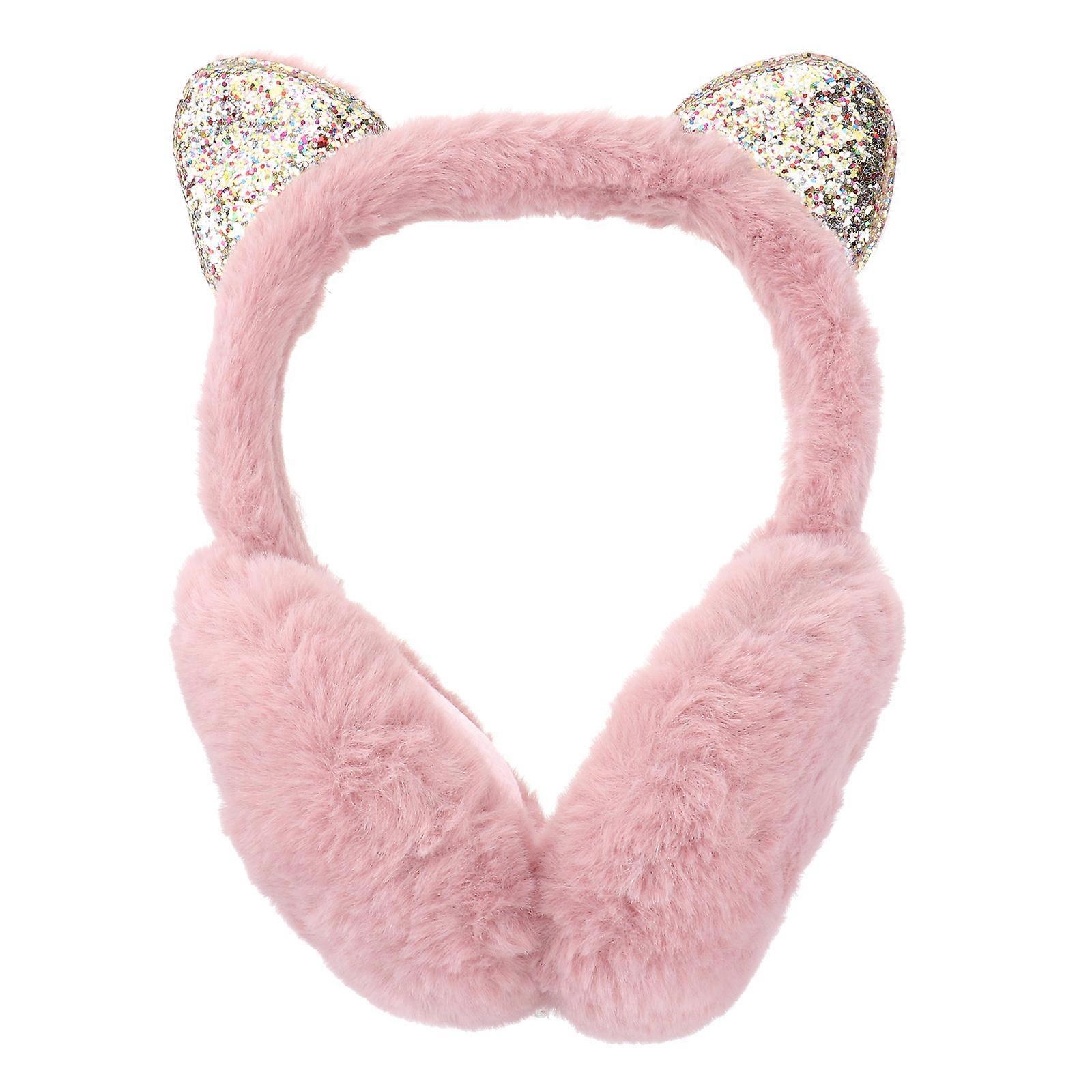 Pink Plush Ear Warmers Winter Earmuffs for Ear Warming 2Pcs