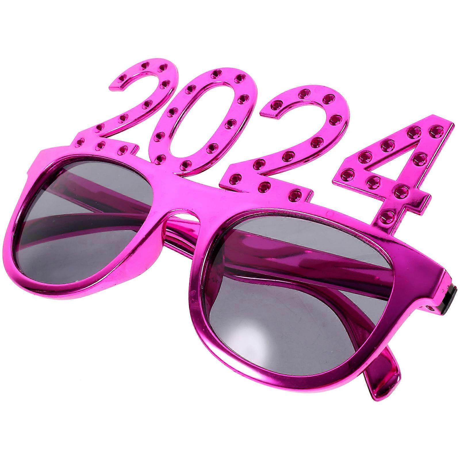 Funny Design New Year Party Eyeglasses 2024 Novelty Props For People Compact Size Material 2Pcs