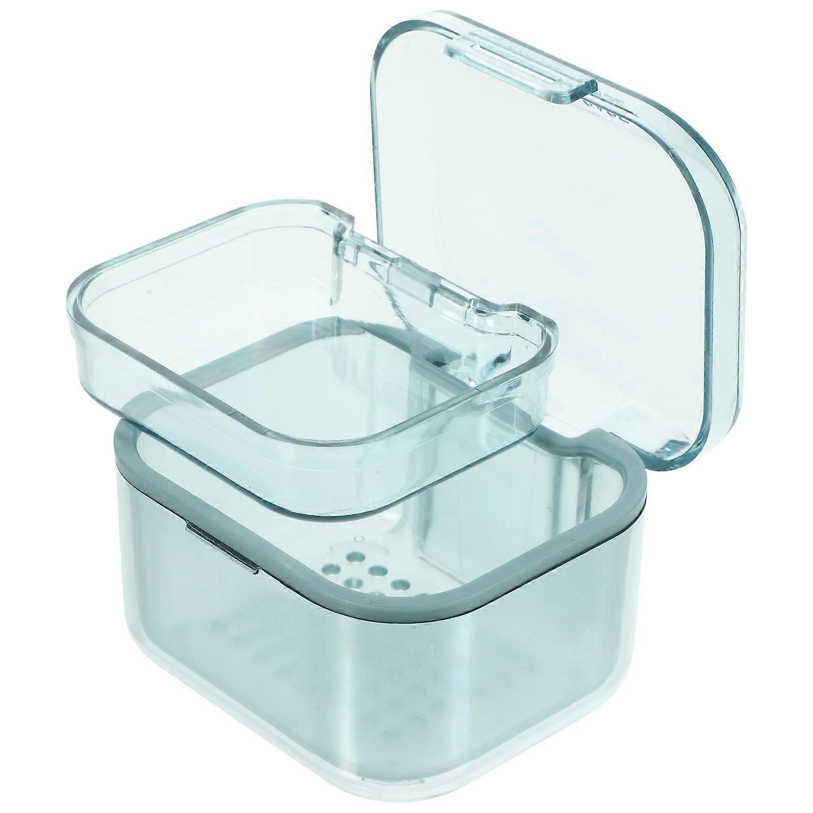 3Pcs Portable Denture Storage Box With Water Drainage Feature Ideal For Traveling And Camping For Orthodontic Retainers