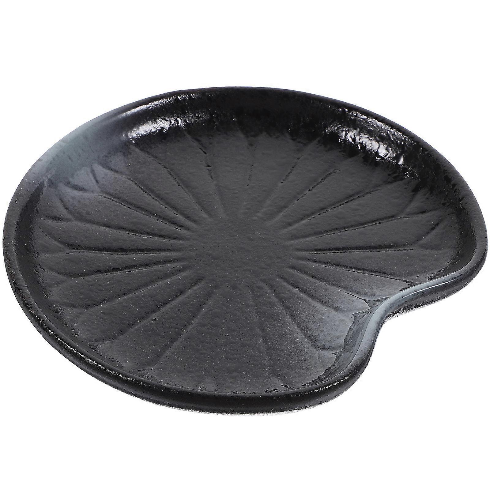 Japanese Ceramic Serving Plate for Appetizer 3Pcs Black Snack Tray