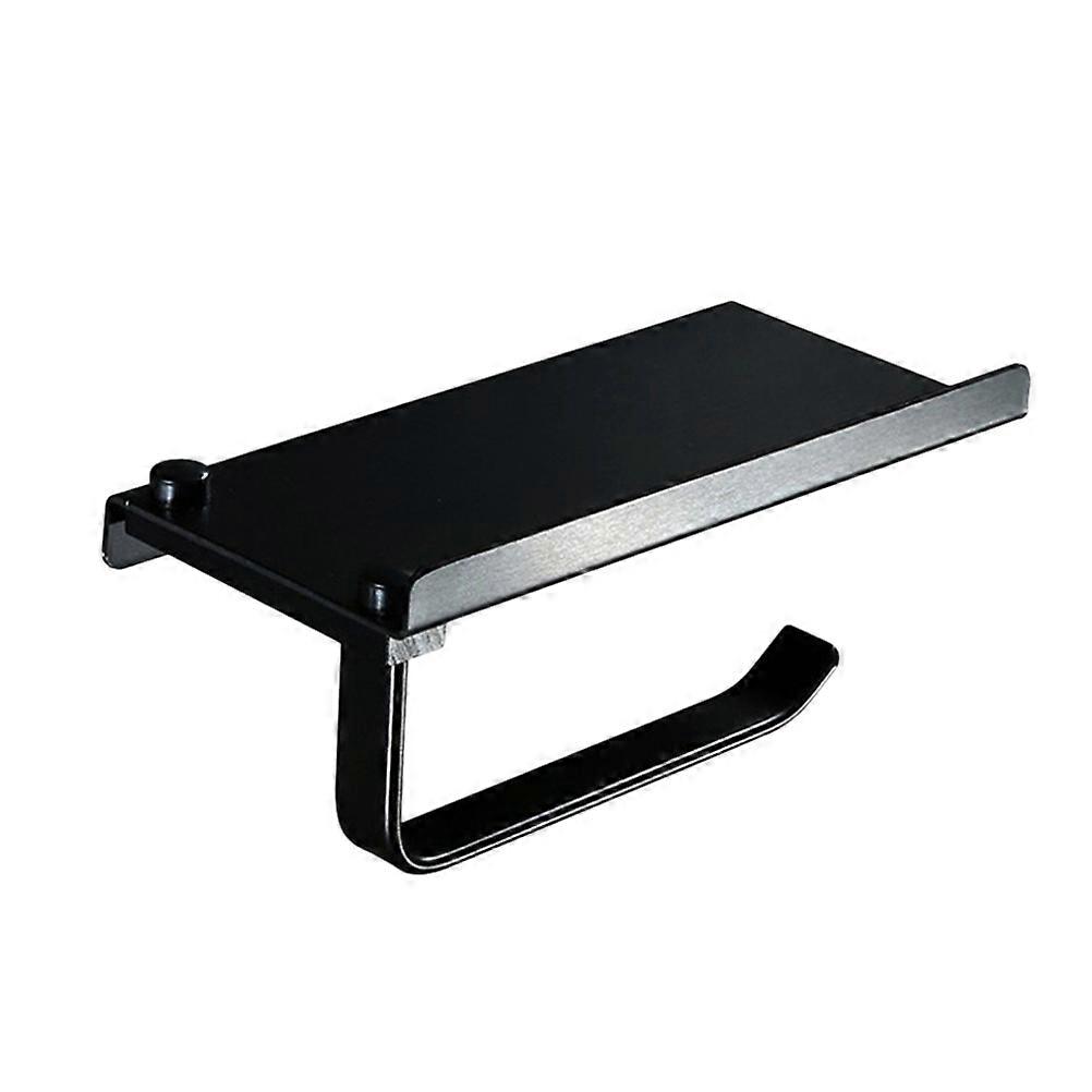 Black Tissue Storage Rack for Bathroom with Mobile Phone Shelf 2Pcs