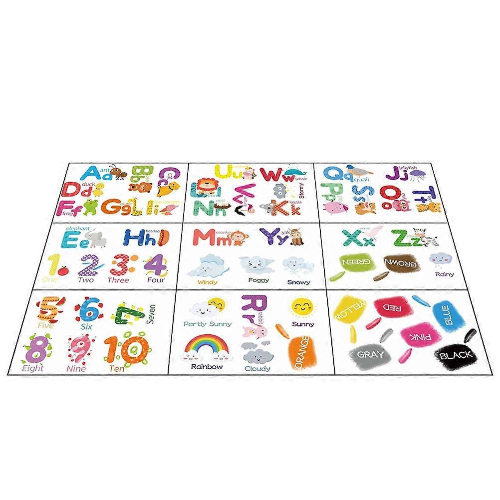 Classroom Educational 9 Sheets Alphabet Numbers Weather PVC Wall Stickers for Kids