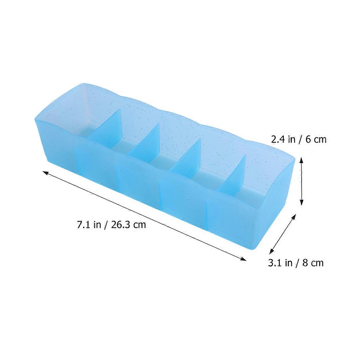 Underwear Drawer Organizer Five Grid Plastic Storage Box 3Pcs