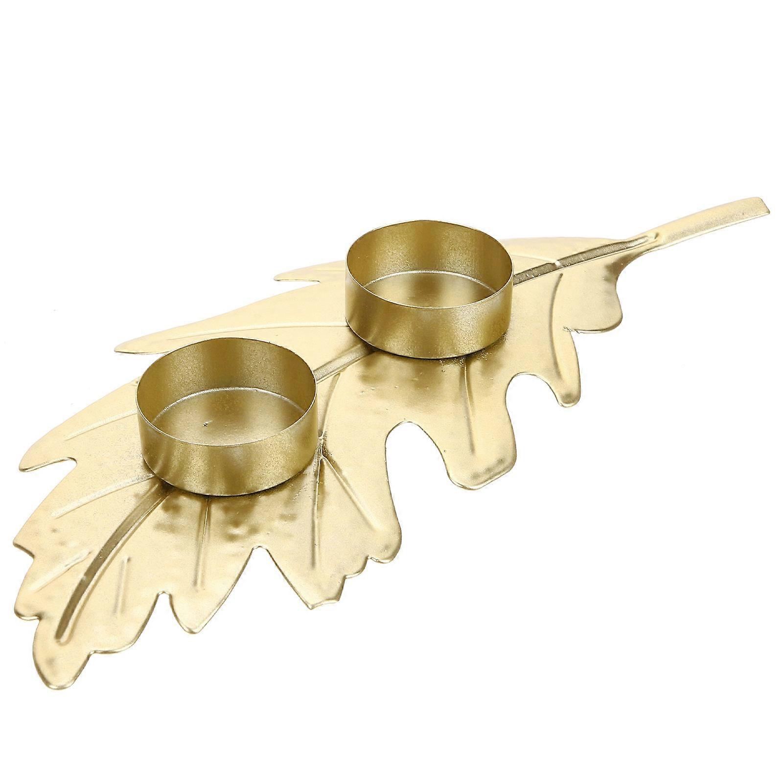 Golden Leaf Candle Holders for Romantic Dinner 6Pcs Iron Candlestick Set